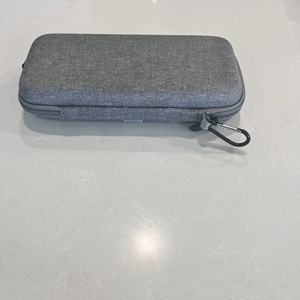 UNBRANDED-Hardshell Zipper Calculator Case Gray Double Pocket Inside.